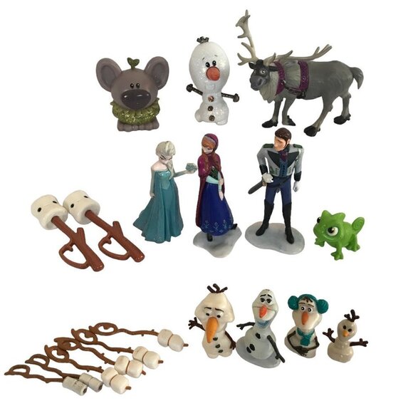 Disney Frozen Movie Character Figures Cake Toppers Elsa Anna Olaf Lot of 19 - Picture 1 of 12